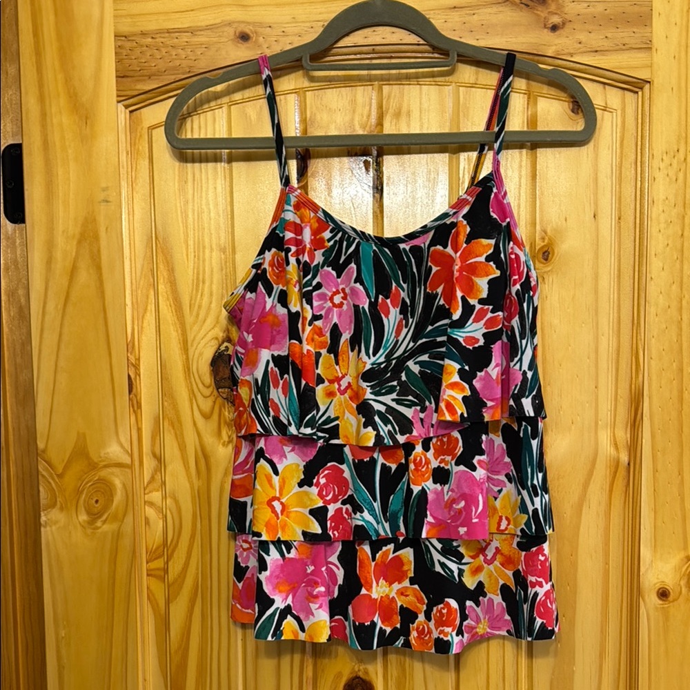 American Beach floral ruffle tankini size 12